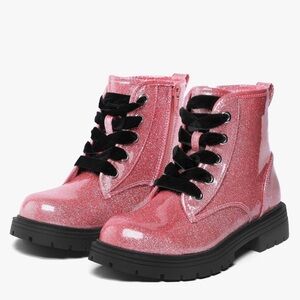Pink Glitter Combat Boots. NWT. GD4